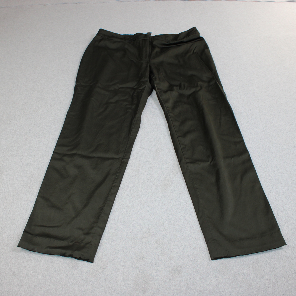 Eileen Fisher Pants Women Medium Green Straight Leg Pull On Lightweight Ankle